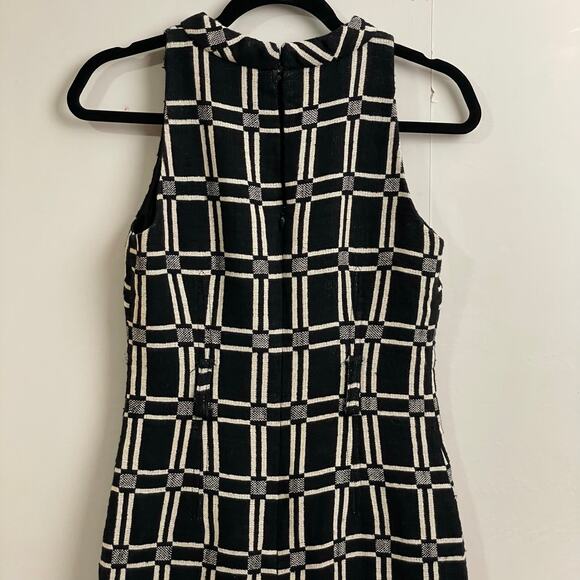 Milly 4 black cream bodycon dress geometric Corpcore business casual turtleneck - Picture 6 of 7